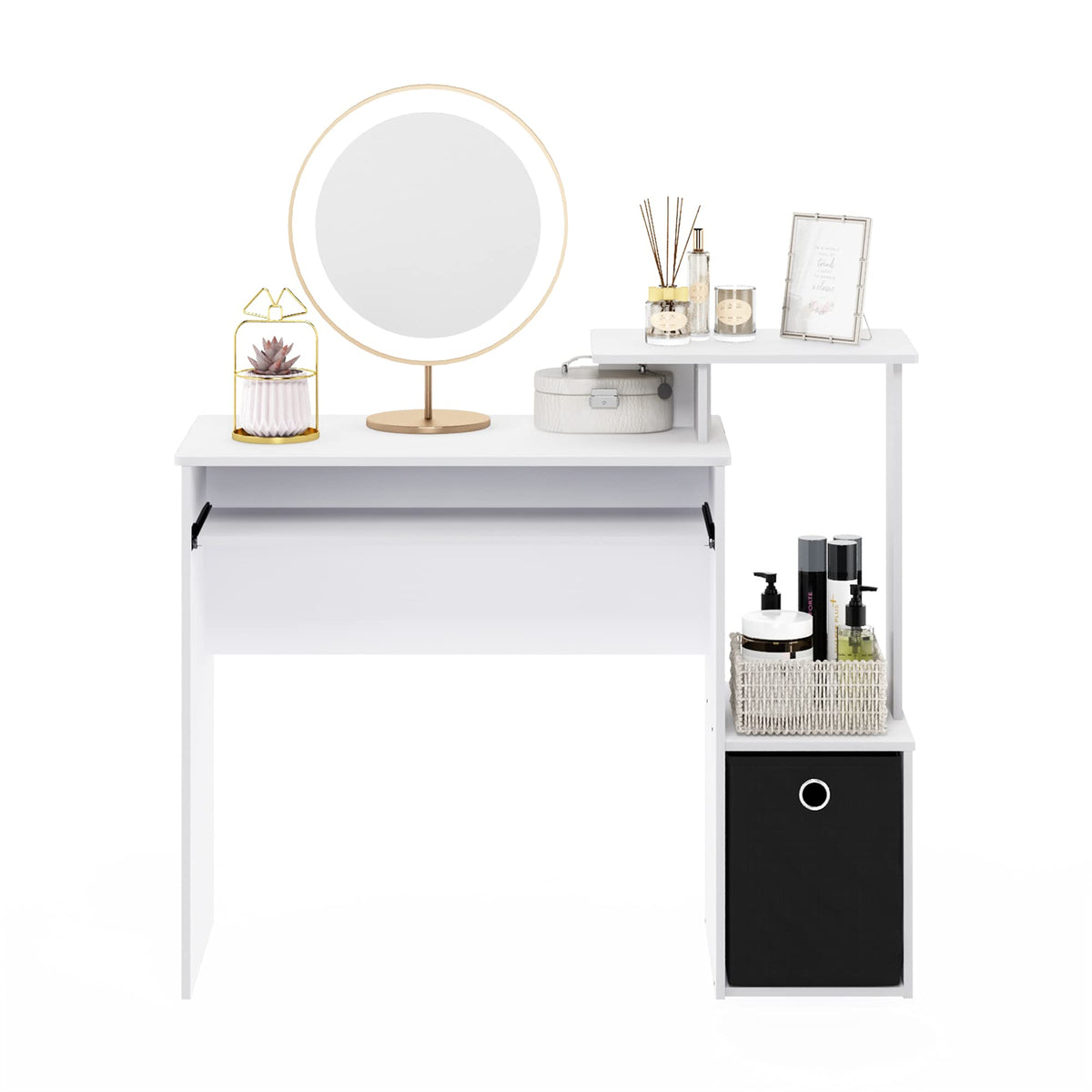Furinno Econ Multipurpose Home Office Computer Writing Desk, White/Black