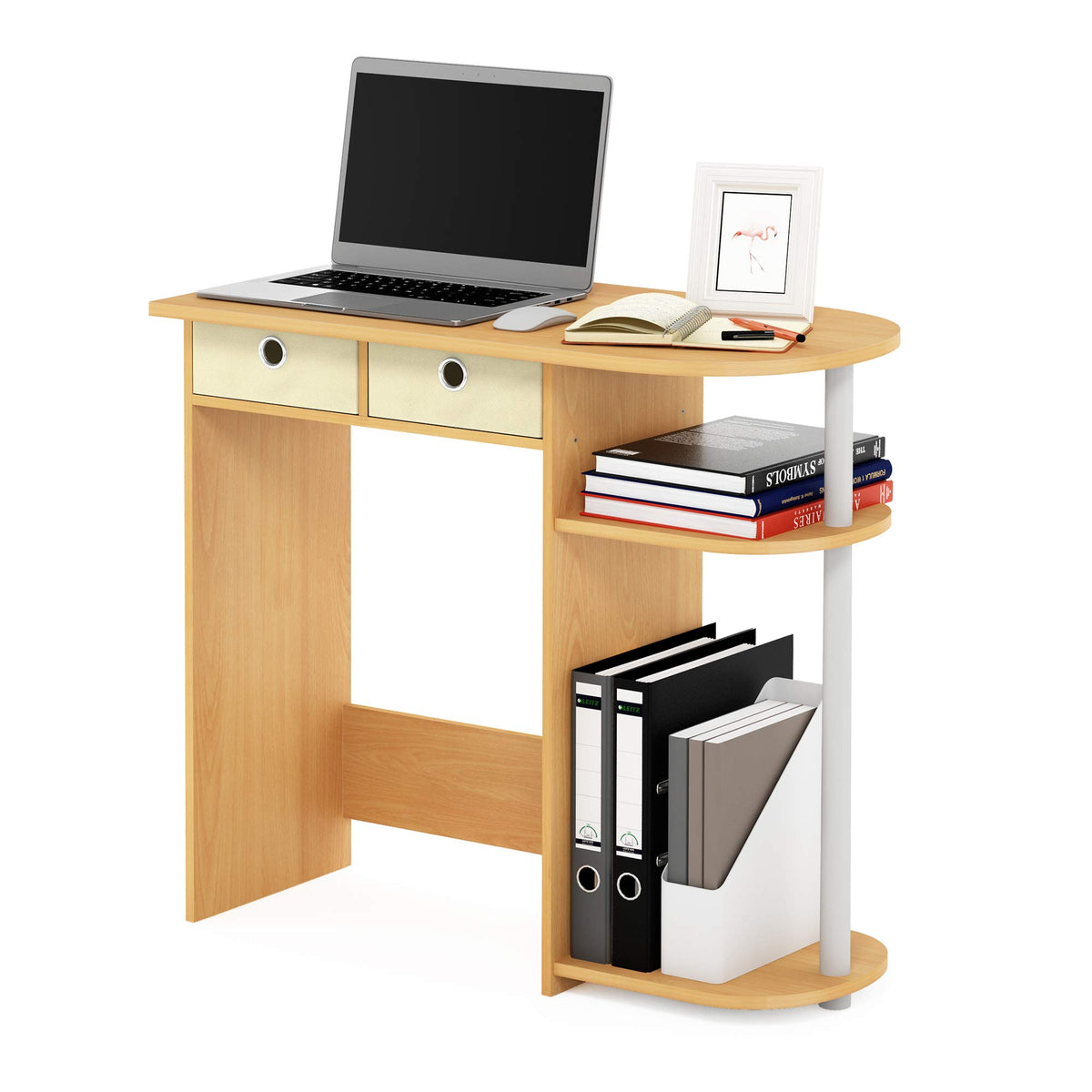 Furinno Go Green 32-Inch Computer Desk with 2-Tier Shelf, Light Beech