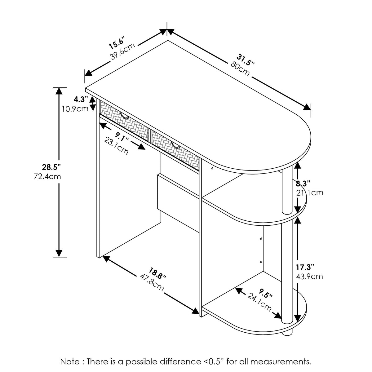 Furinno Go Green 32-Inch Computer Desk with 2-Tier Shelf, Light Beech