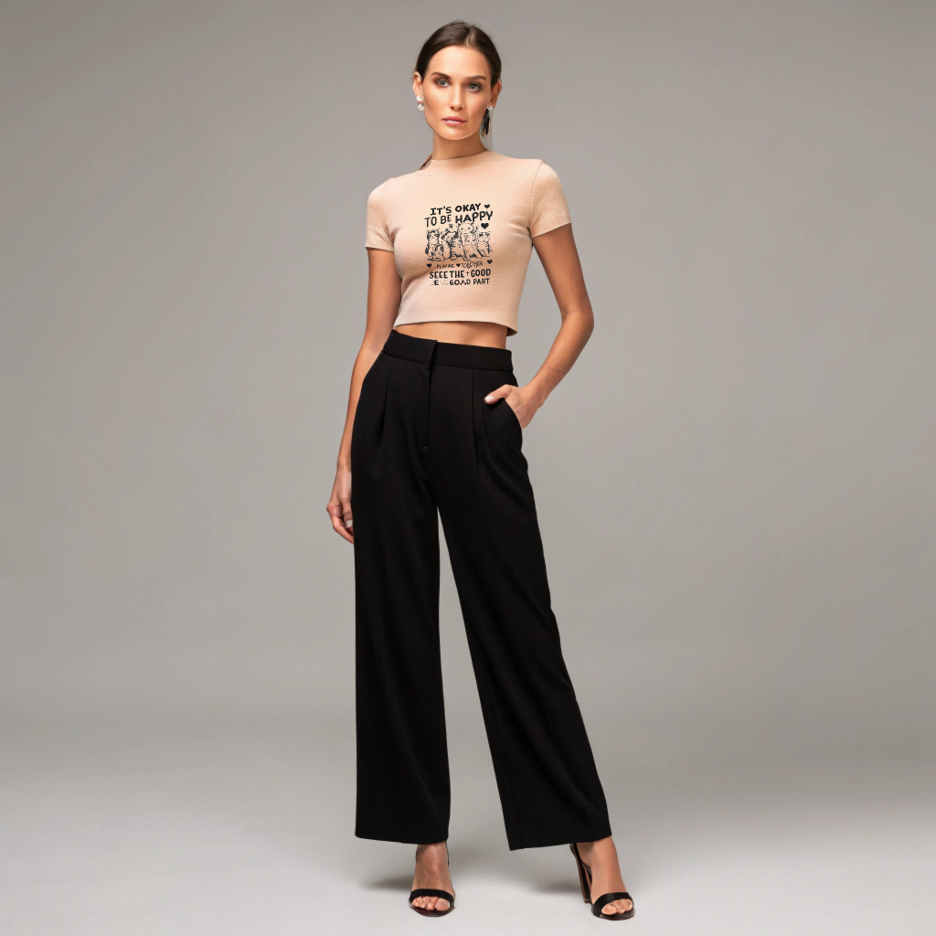 "See the Good – Playful Cat Squad Crop Tee"