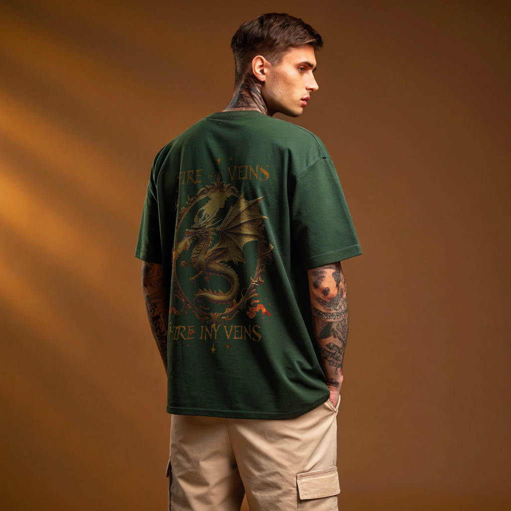 “Fire In My Veins” – Premium Dragon Crest Graphic Tee