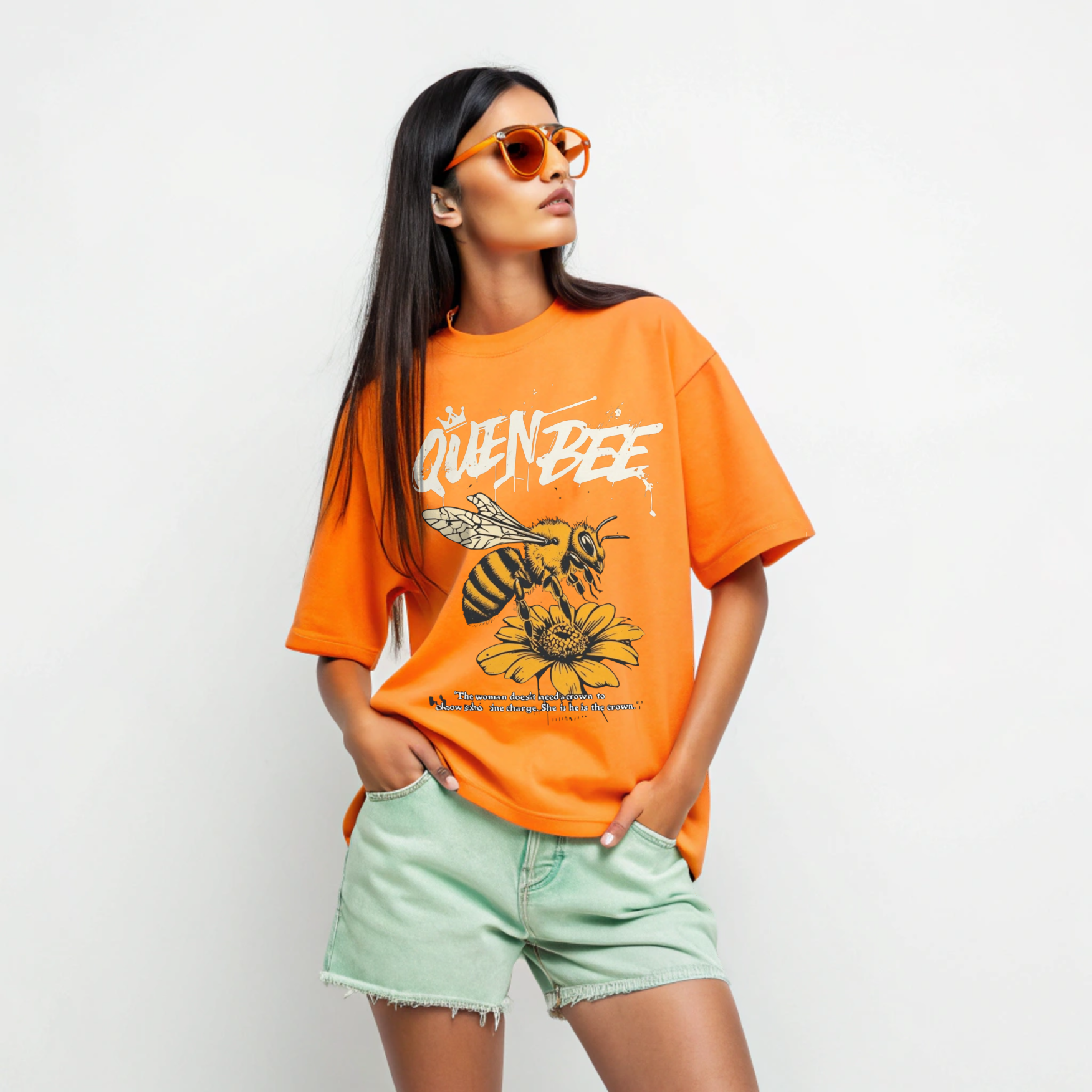 Queen Bee™ - Bold Graphic Tee for Women | "She is the Crown" Statement Print