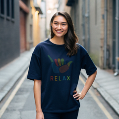 Relax Graphic Tee – Navy Vibes Edition