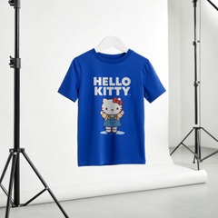 "Classic Hello Kitty in Blue Overalls – Cute Cartoon Design"