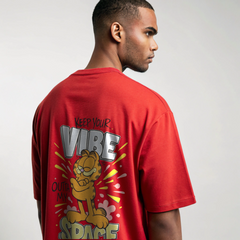 "Garfield™ ‘Keep Your Vibe Outta My Space’ Oversized Graphic Tee - Premium Cotton"