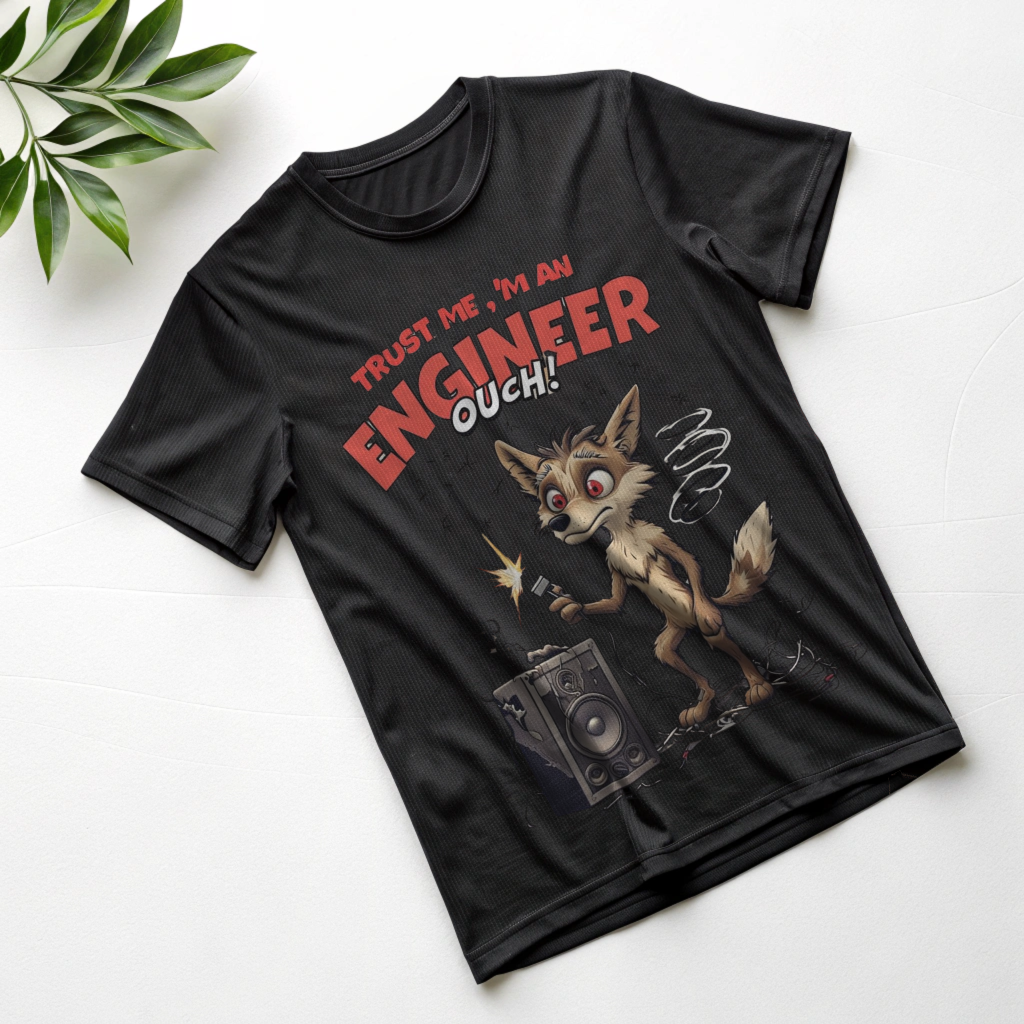 "Funny 'Trust Me, I'm an Engineer' Cartoon T-Shirt – Electrical Fail Design"