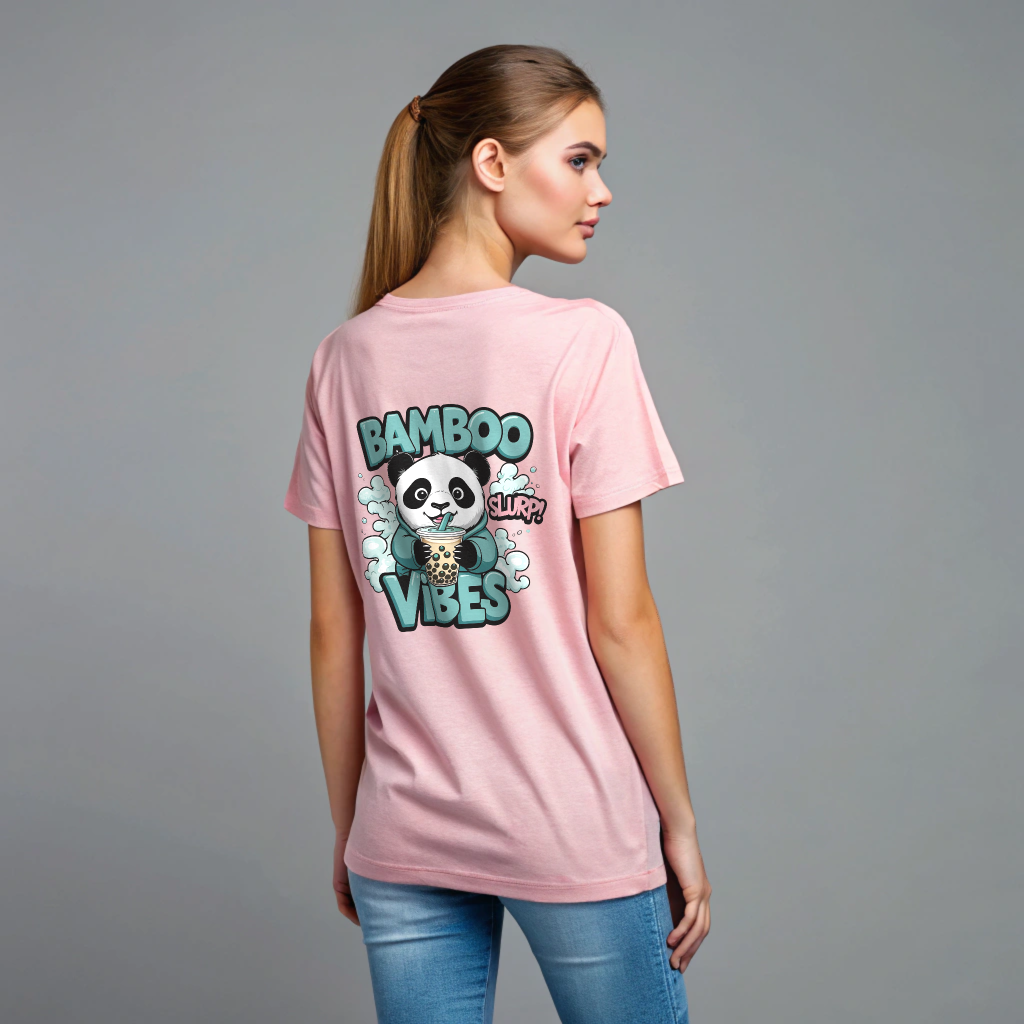 "Bamboo Vibes Panda Boba Tee – Slurp in Style!"
