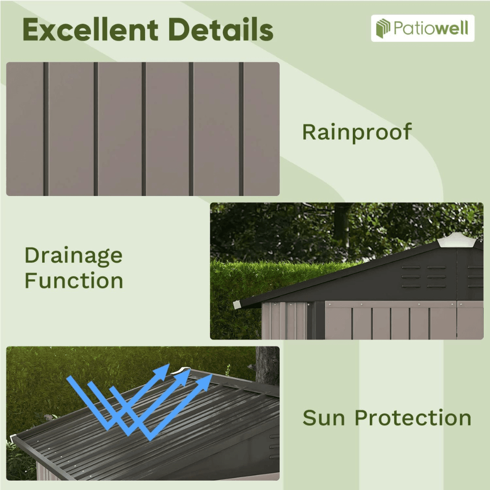 Patiowell Outdoor Storage Metal Shed 1.8m x 1.2m