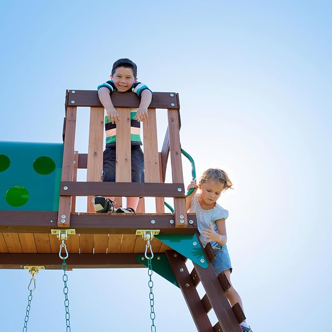 Backyard Discovery Woodridge Elite Wooden Swing Set Playset