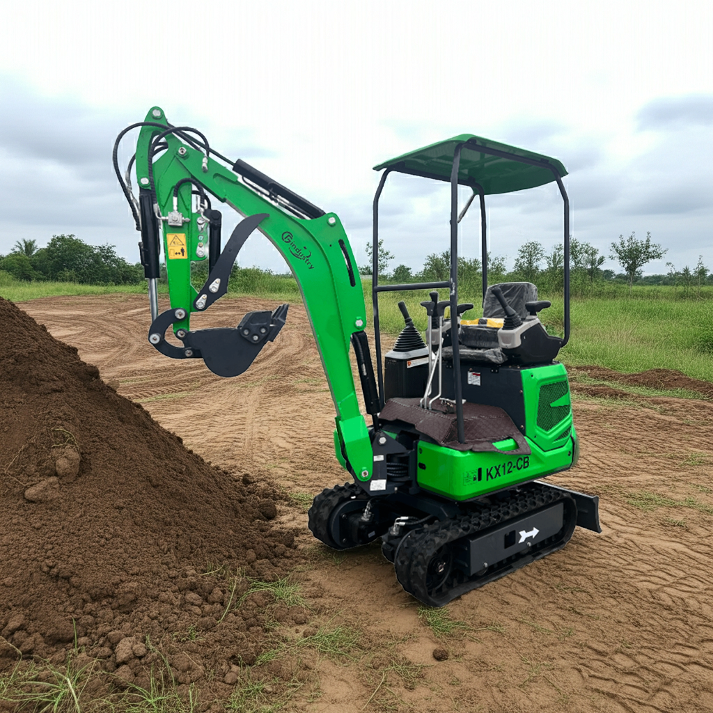 1 Ton, B&S Engine Mini Excavator w/ Hydraulic Thumb & Swing Boom | KX12-CB