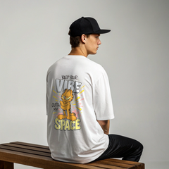 "Garfield™ ‘Keep Your Vibe Outta My Space’ Oversized Graphic Tee - Premium Cotton"
