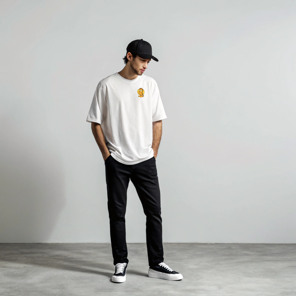 "Garfield™ ‘Keep Your Vibe Outta My Space’ Oversized Graphic Tee - Premium Cotton"