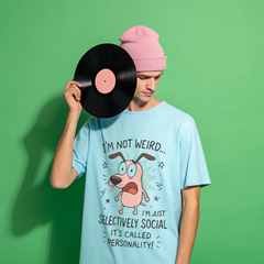“I’m Not Weird, Just Selectively Social – Funny Cartoon Dog Graphic Tee”