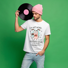 “I’m Not Weird, Just Selectively Social – Funny Cartoon Dog Graphic Tee”